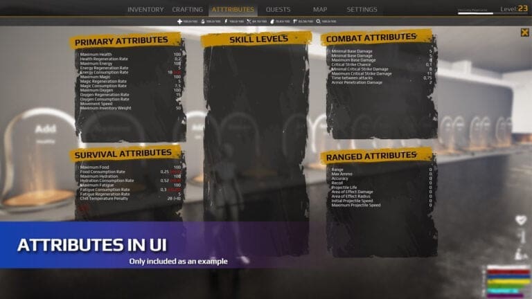 Attribute Manager visual for Games by Hyper Unreal Engine systems