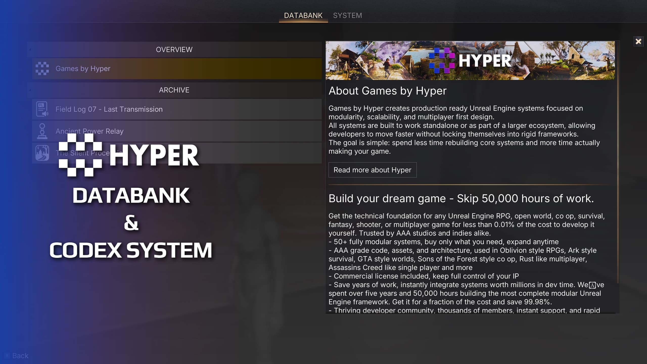 Databank & Codex System | Unreal Engine System