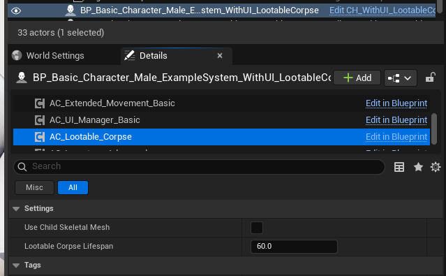 Adding Lootable Corpse to a Character screenshot