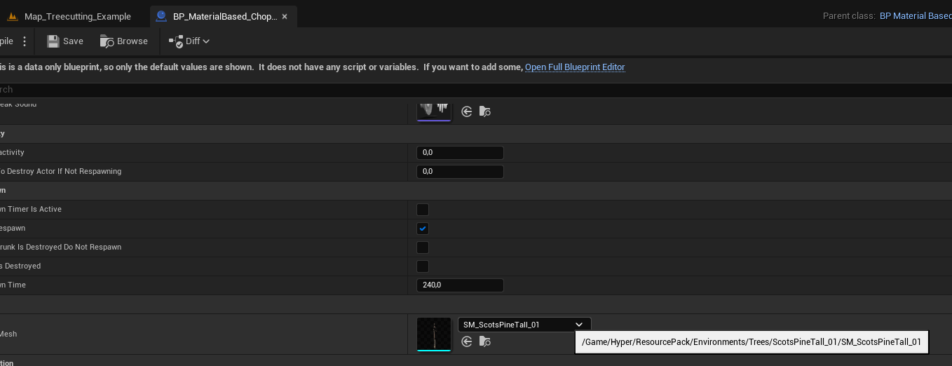 Material offset based Tree screenshot