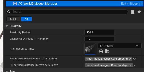 Adding world dialogies to actors screenshot