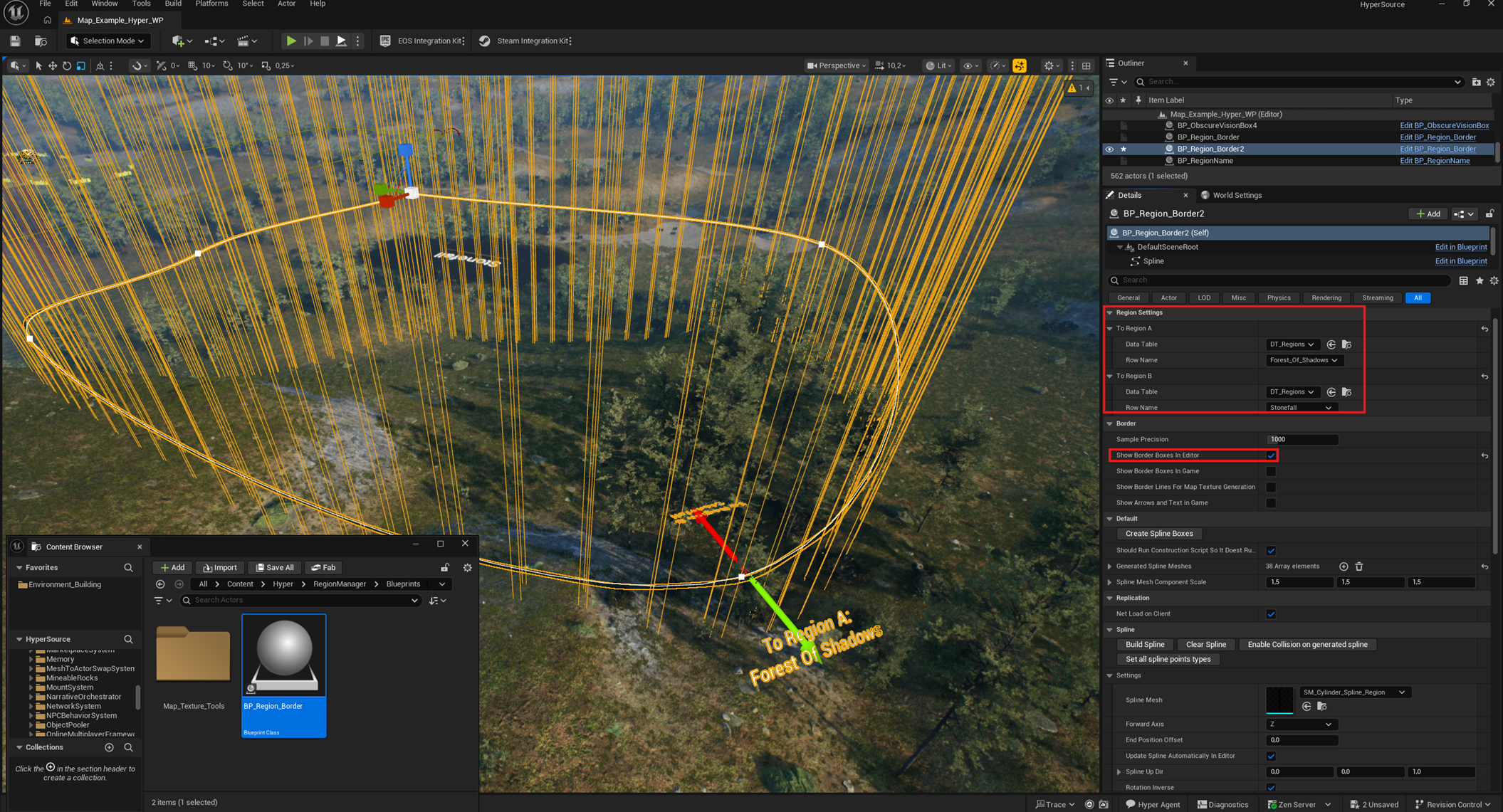 BP_Region_Border directions and editor border boxes