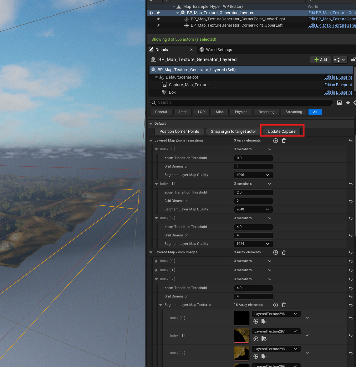 Tiered world map texture generator zoom transition and capture settings