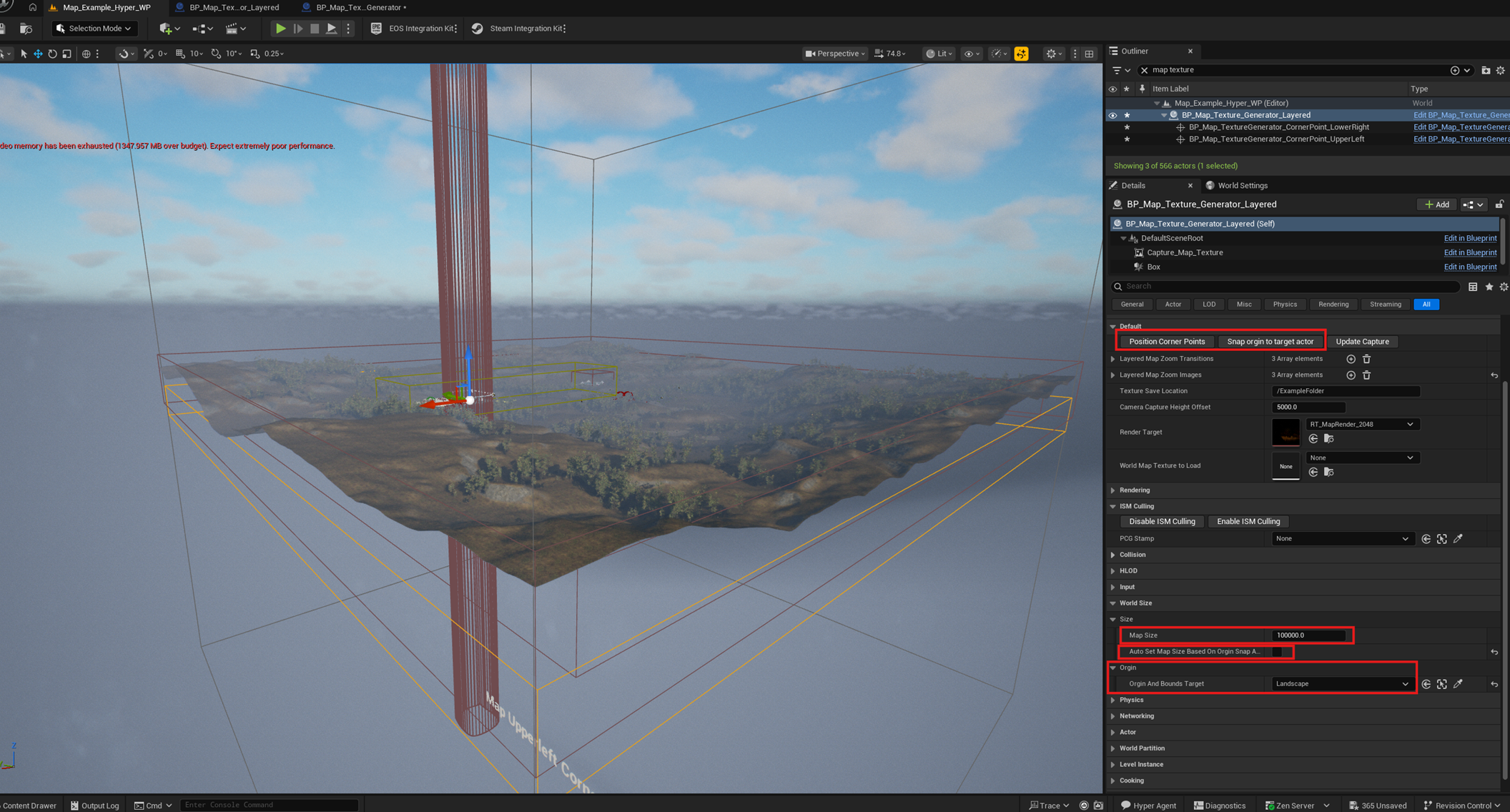 World map texture generator origin bounds target and corner points