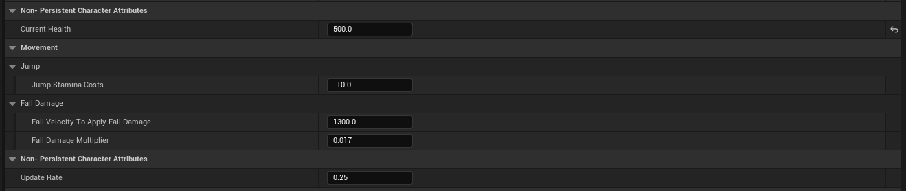 Current Health stored separately from persistent attribute mappings