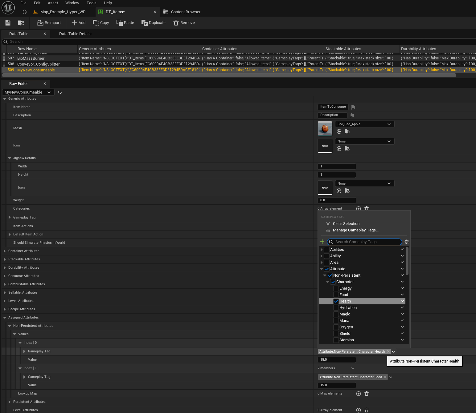 Item data fields in DT_Items