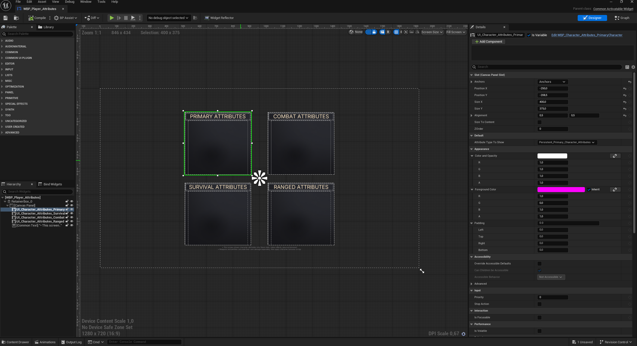Additional widget layout example for UI positioning