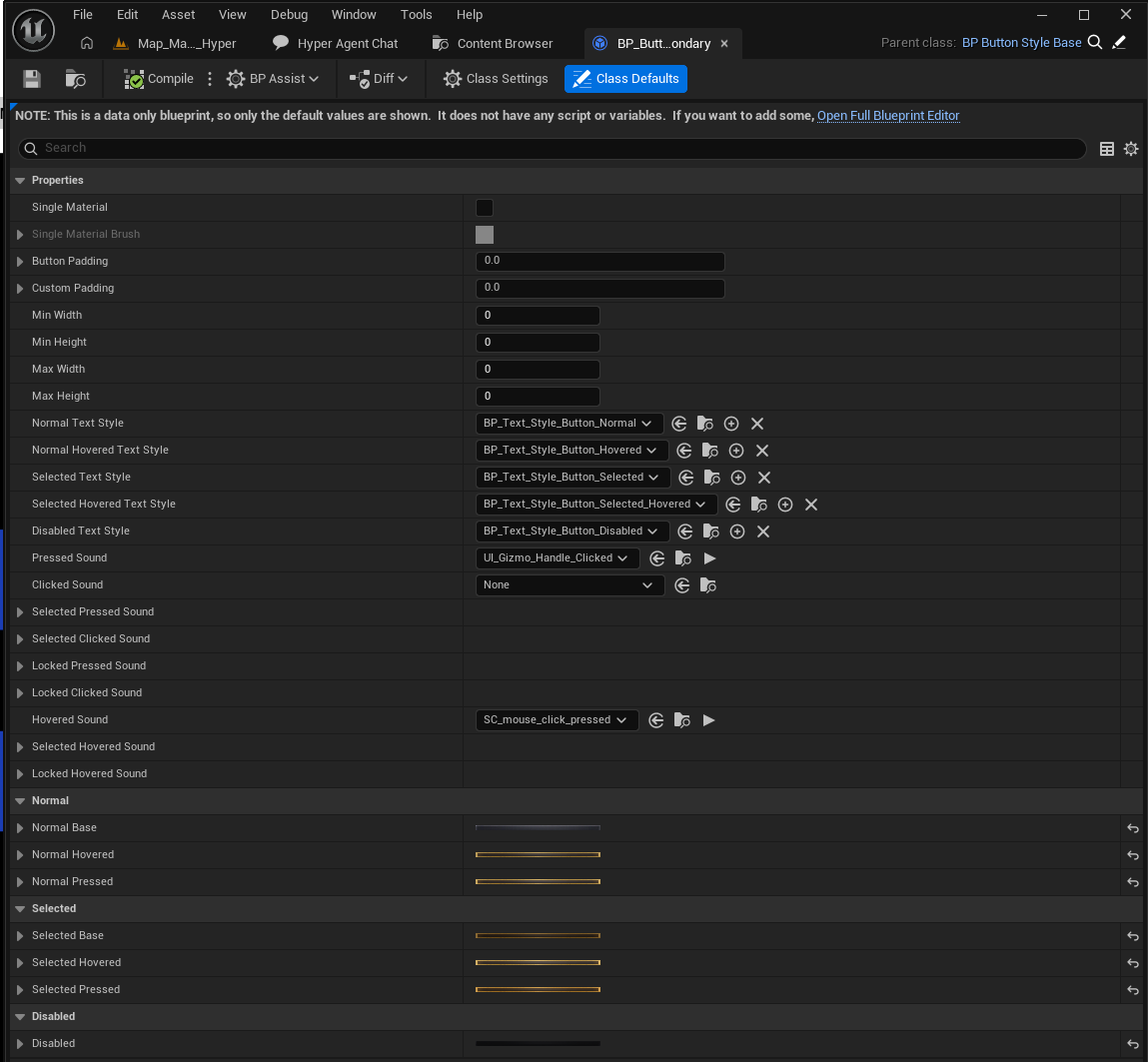 CommonUI button style settings