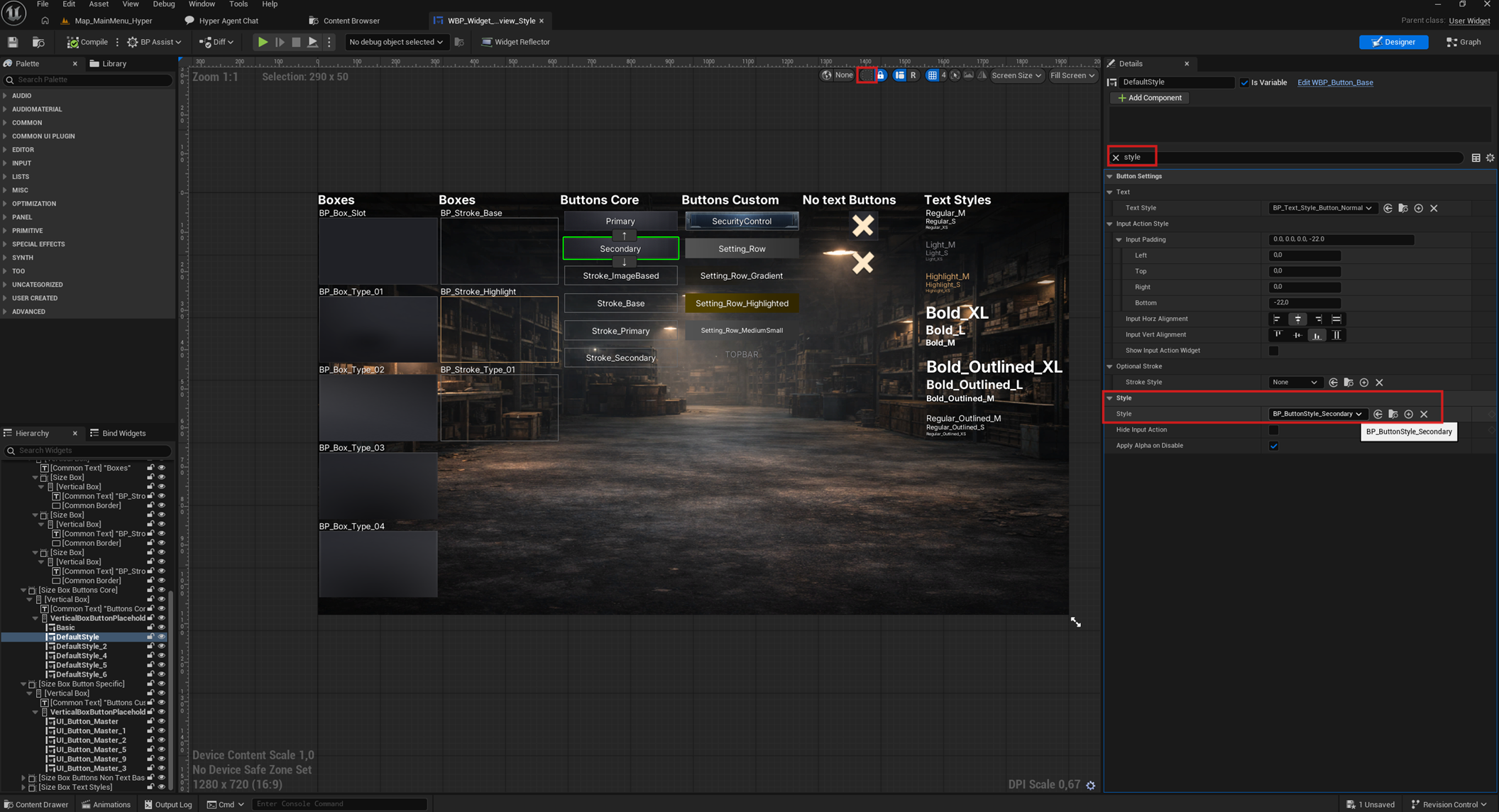 CommonUI style class selected on a widget