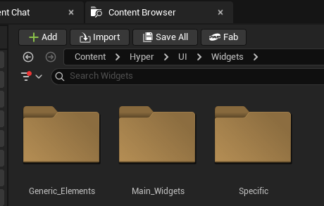 Core UI widget folder structure