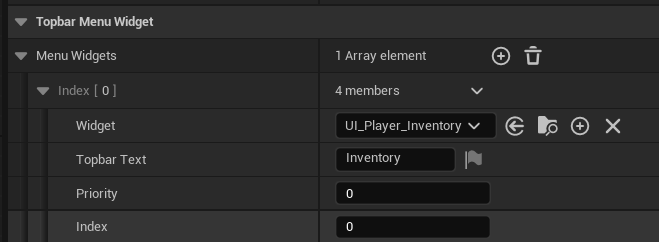 Topbar menu widget variable with priority and index