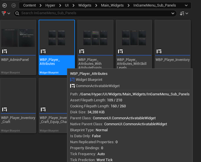 Widget layout example for UI positioning