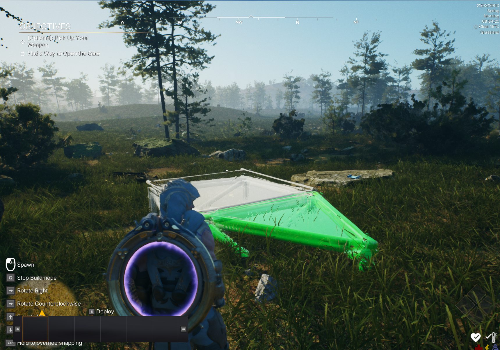 Building system placement working on the landscape