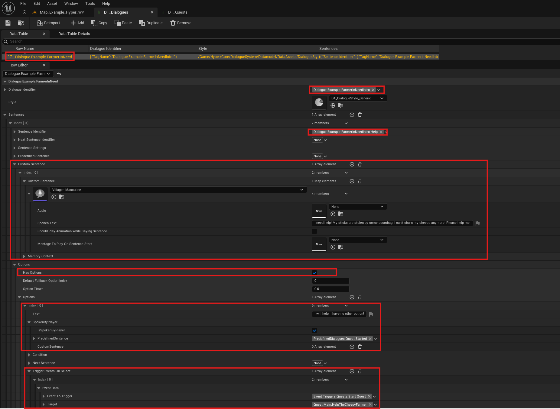 DT_Dialogues starting dialogue option that triggers Start Quest