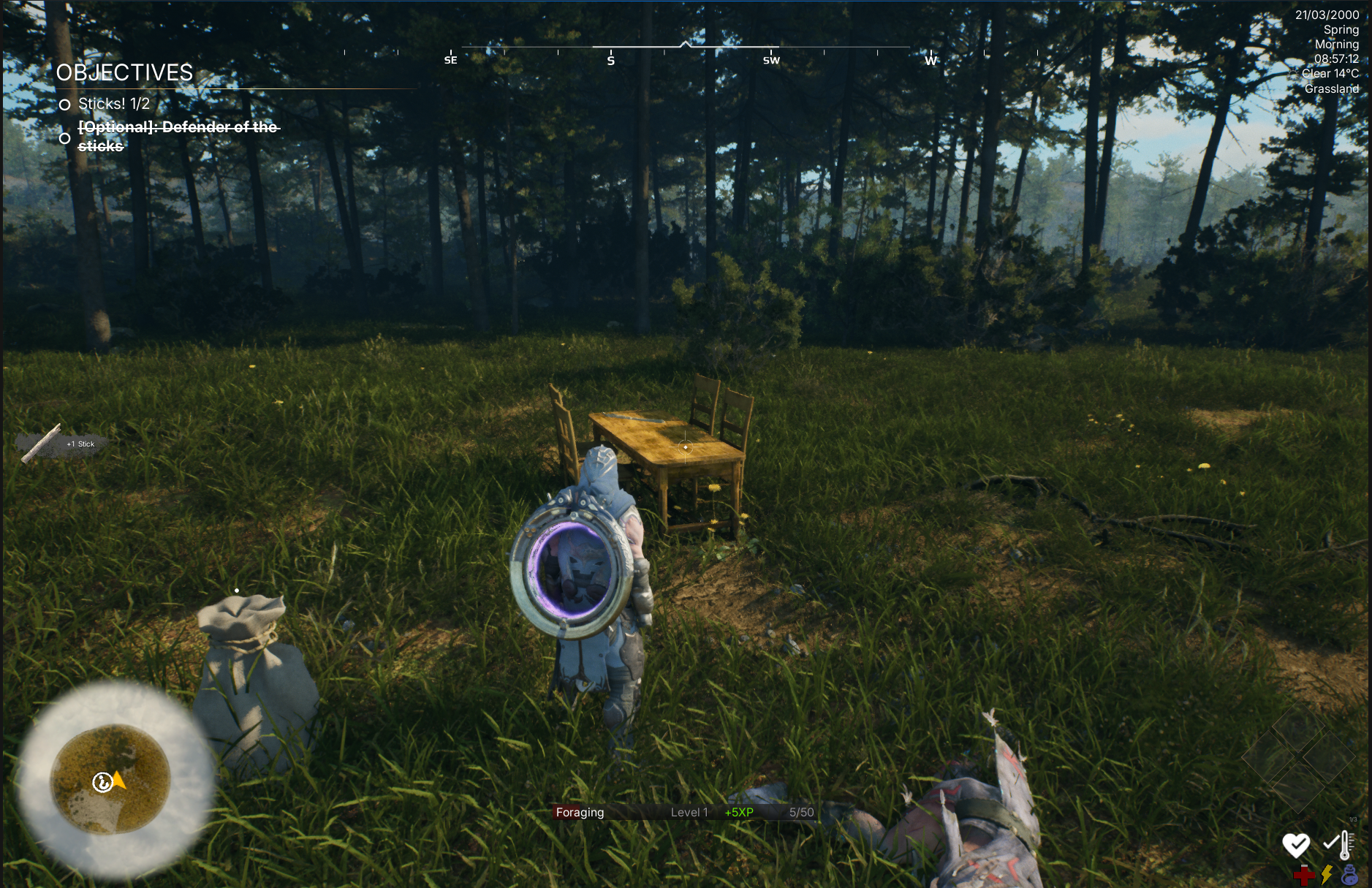 Objectives updated after killing defender and picking up a stick