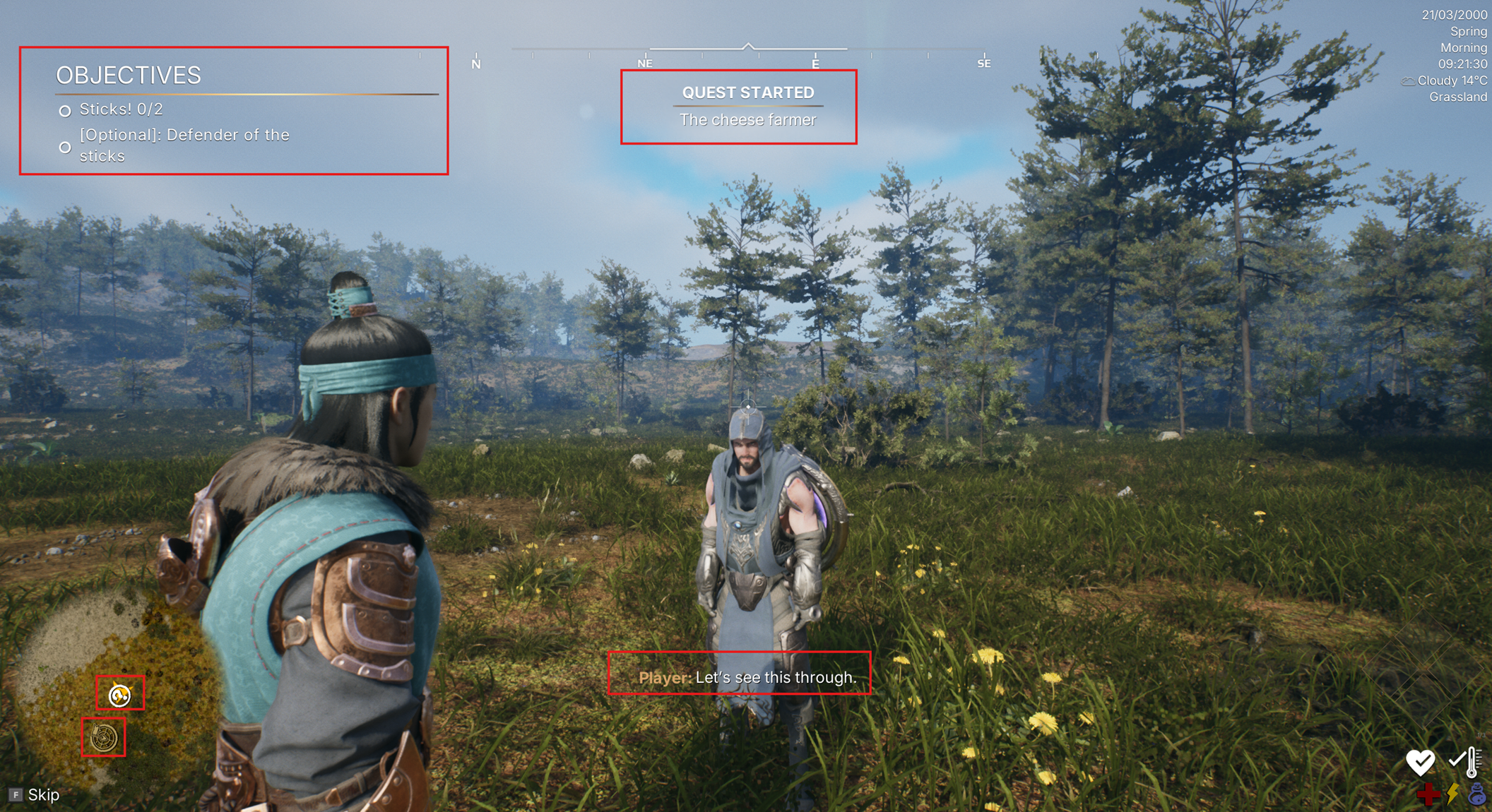 Quest started with objectives and updated farmer marker