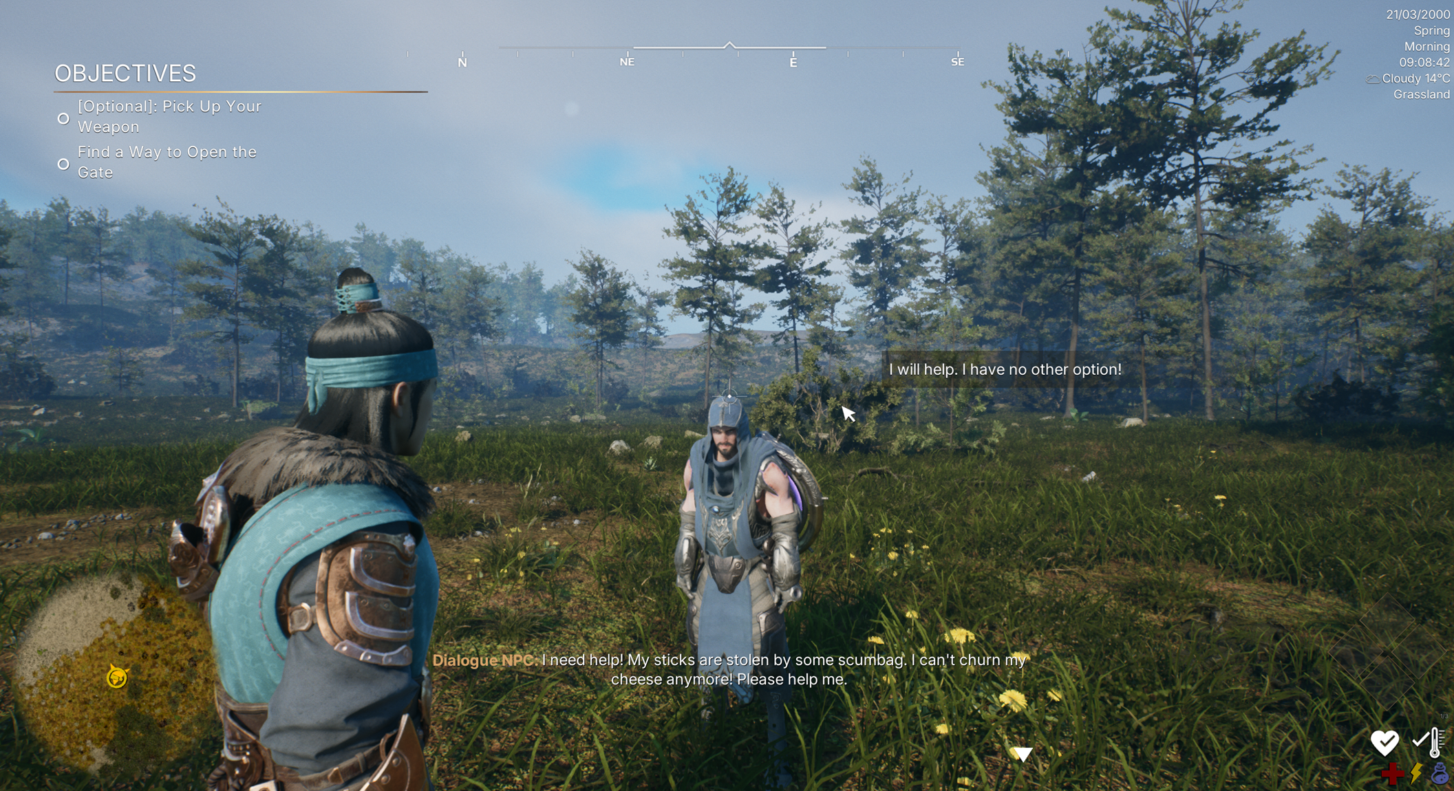 Starting dialogue with one available option and no audio