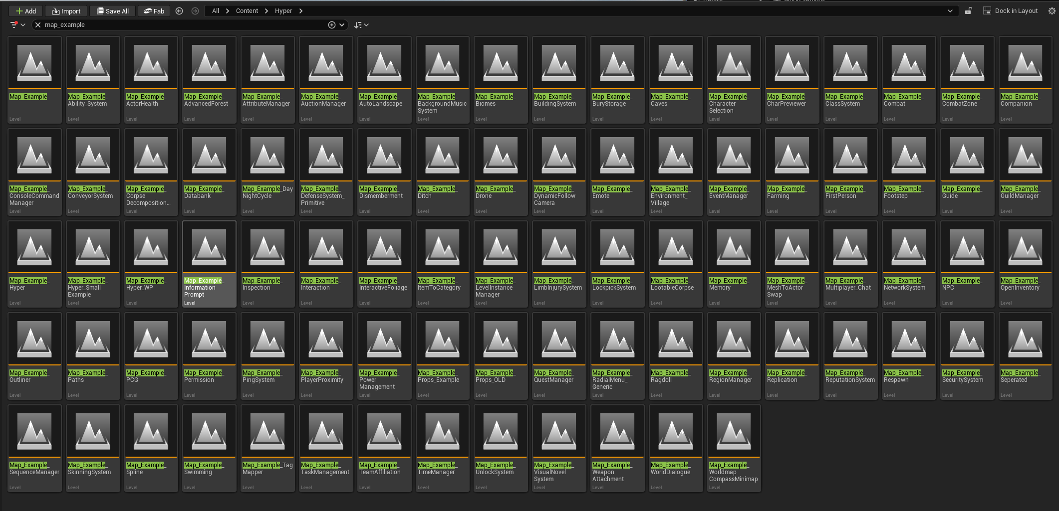Example maps for common gameplay actor setups