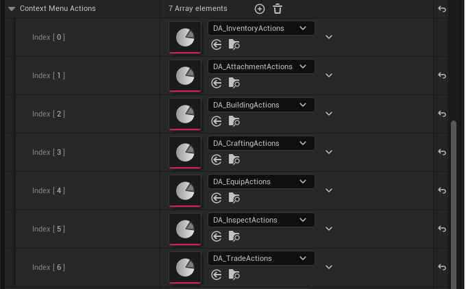 Inventory Context Menu Actions array
