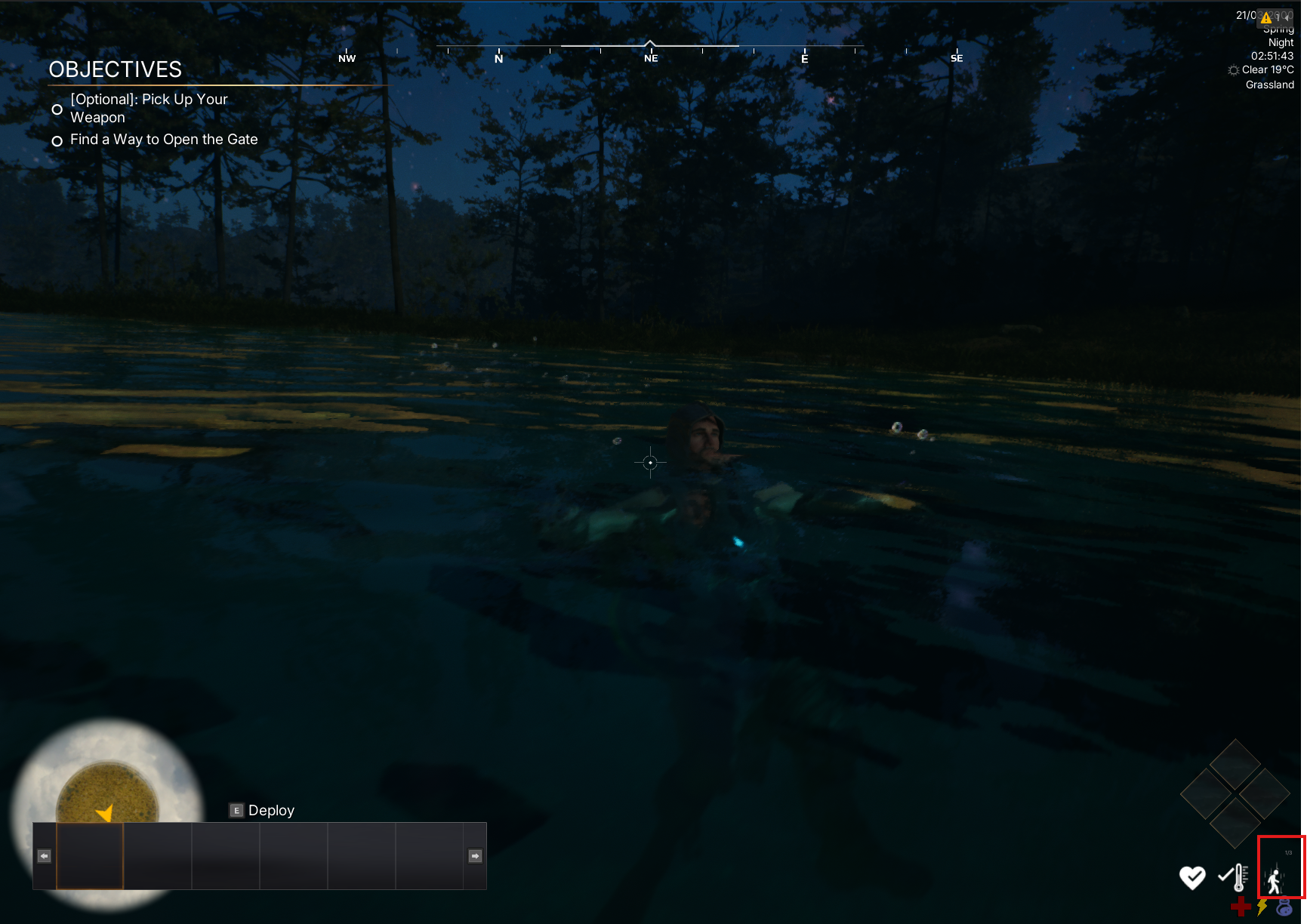 Testing swimming in the water volume