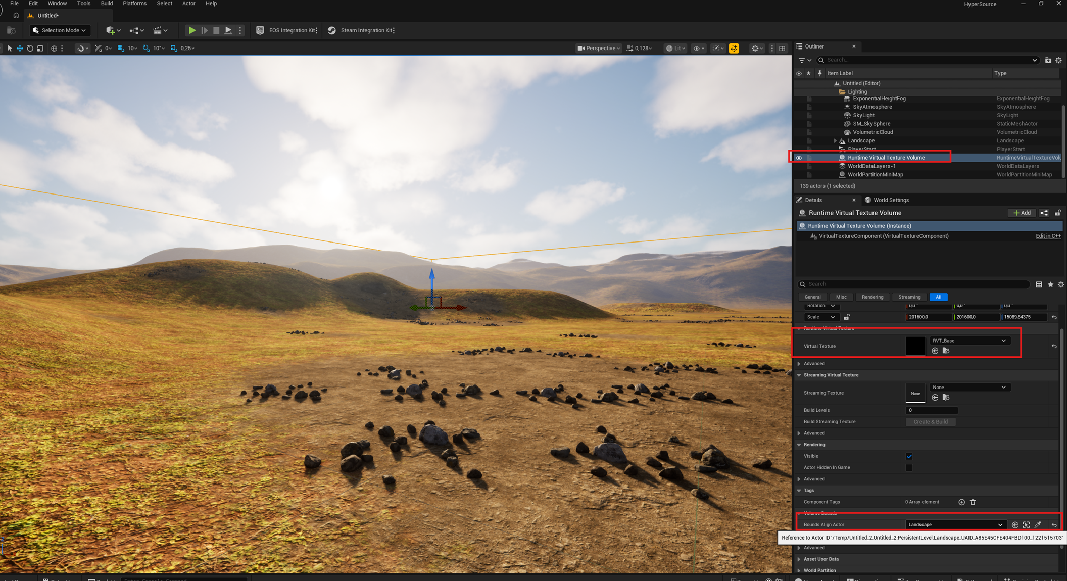 Runtime virtual texture Base volume