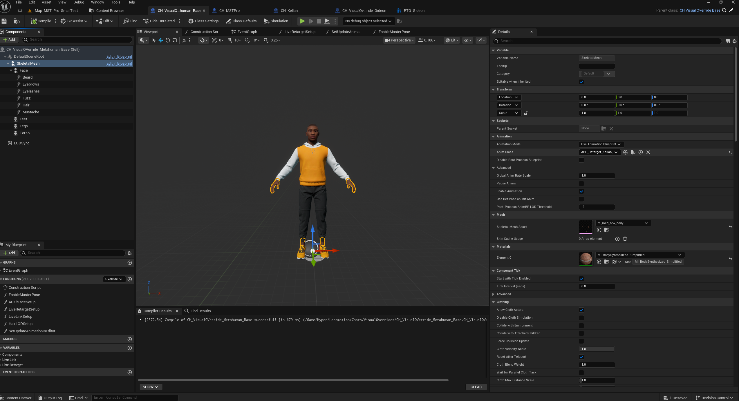 MetaHuman visual override reference setup