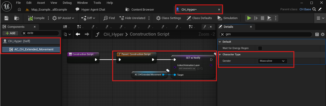 Set up gender and linked animation layer